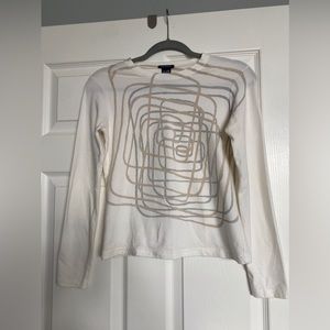 Vintage Y2K GAP White Abstract Pirnt Long sleeve basic top XS